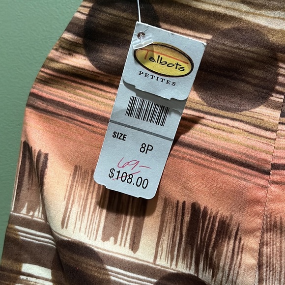 SALE! NWT Talbots funky flare skirt 8P Pink Green Brown Zipper, Lined #talbots - Picture 8 of 13